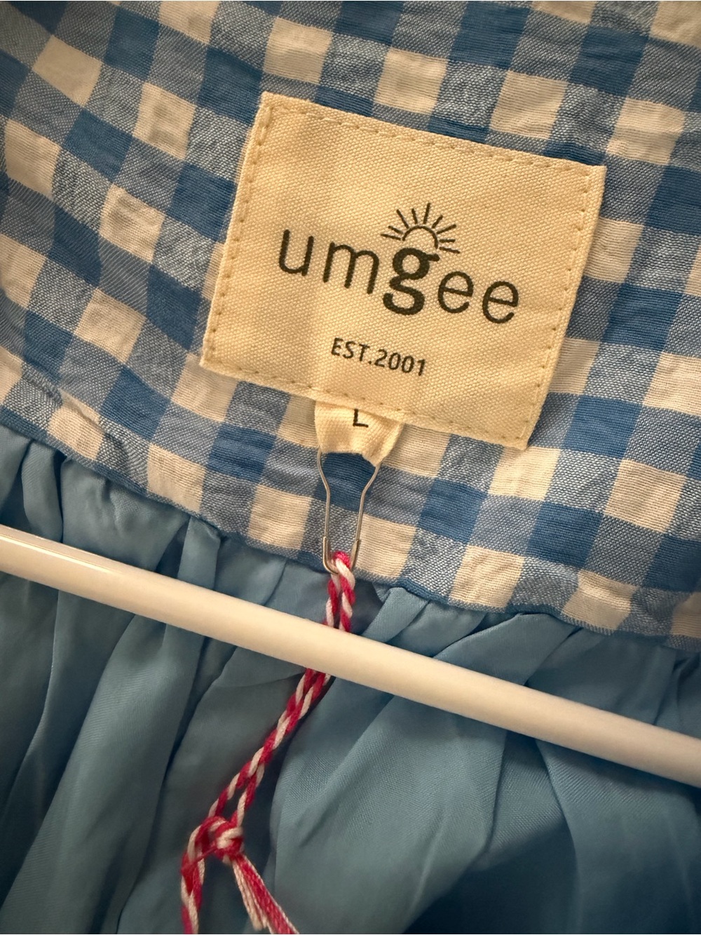 Umgee Blue and White Gingham Dress NWT - Picture 16 of 16